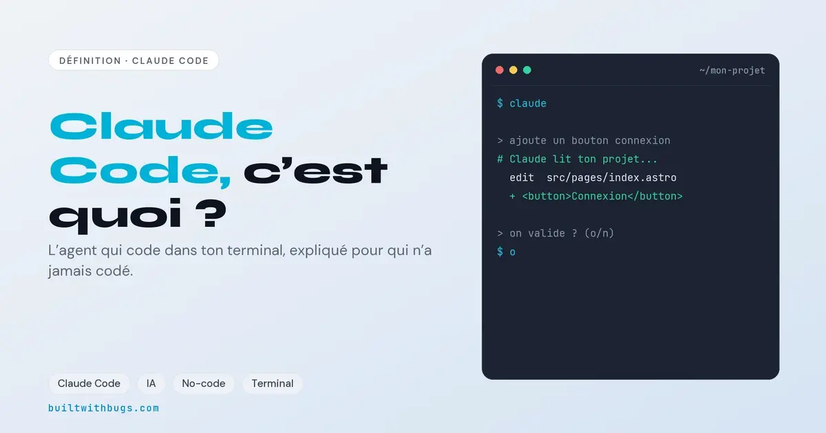 Claude Code, l'agent IA qui code dans ton terminal, expliqué pour débutant