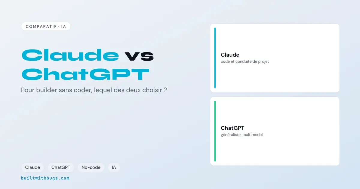 Claude vs ChatGPT pour un non-développeur qui build sans coder