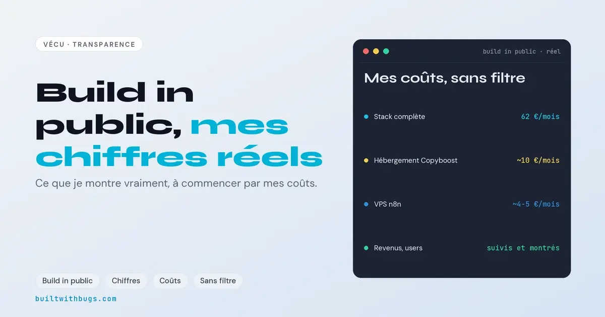 Build in public et chiffres réels, mes vrais coûts mensuels sans filtre