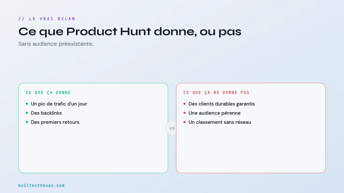 Ce que Product Hunt donne et ce qu'il ne donne pas en solo