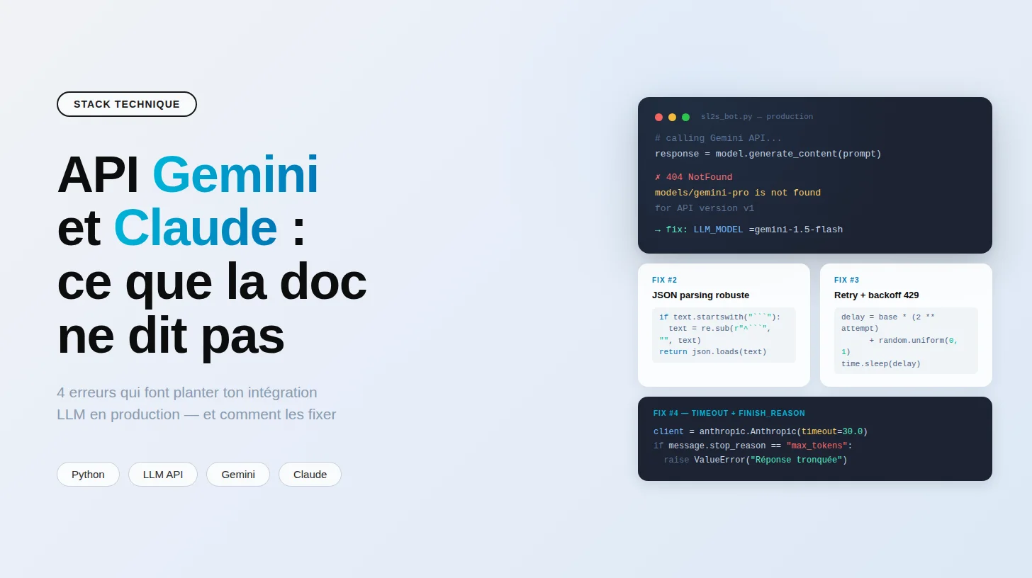 Illustration d'un terminal Python avec des appels aux APIs Gemini et Claude en production
