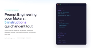 Illustration d'un System Prompt structuré avec cinq blocs d'instructions pour contrôler le ton et le format d'une IA générative