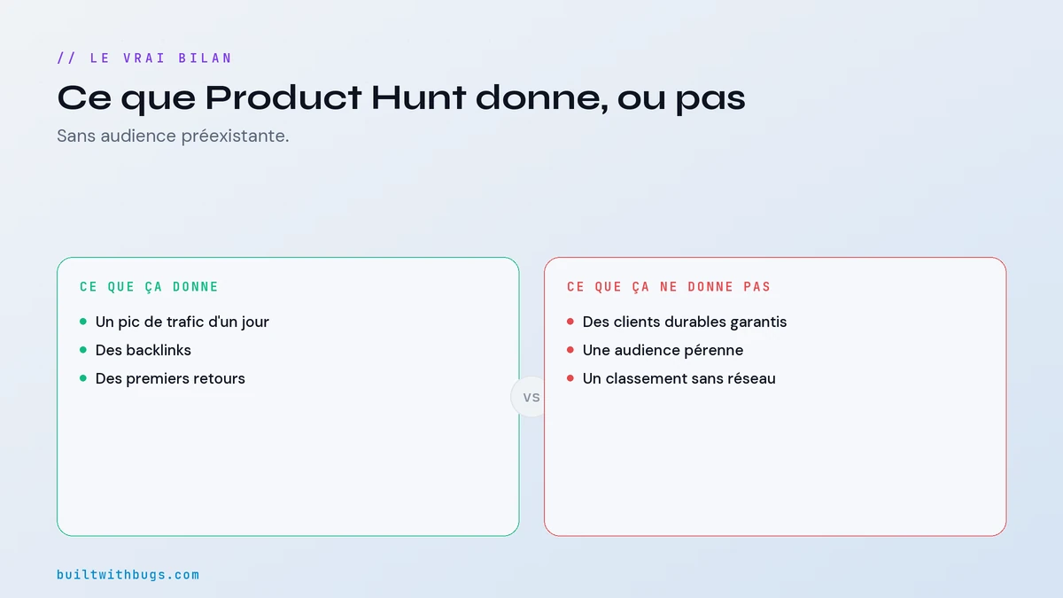 Ce que Product Hunt donne et ce qu'il ne donne pas en solo